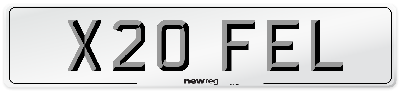 X20 FEL Number Plate from New Reg